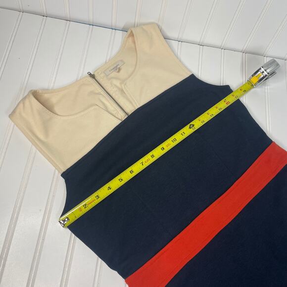 41Hawthorn Women's Tan & Navy Sleeveless Back Zipper Knee Length Dress Size M - Picture 8 of 9